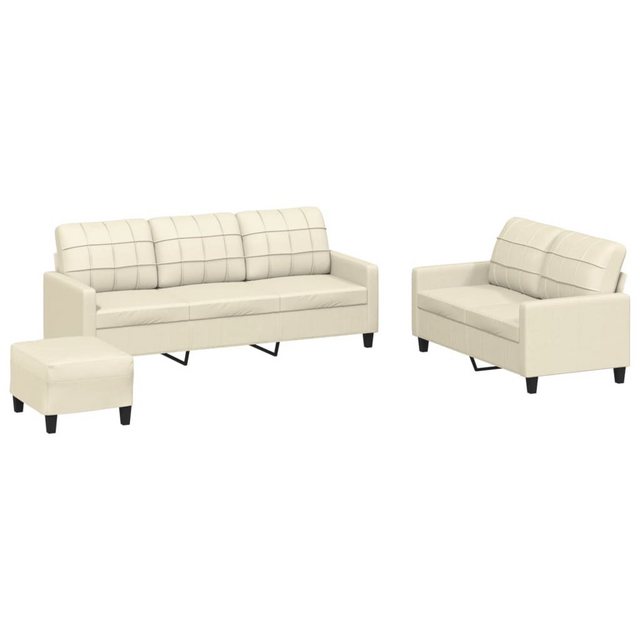 vidaXL Sofa 3-tlg. Sofagarnitur mit Kissen Creme Kunstleder günstig online kaufen