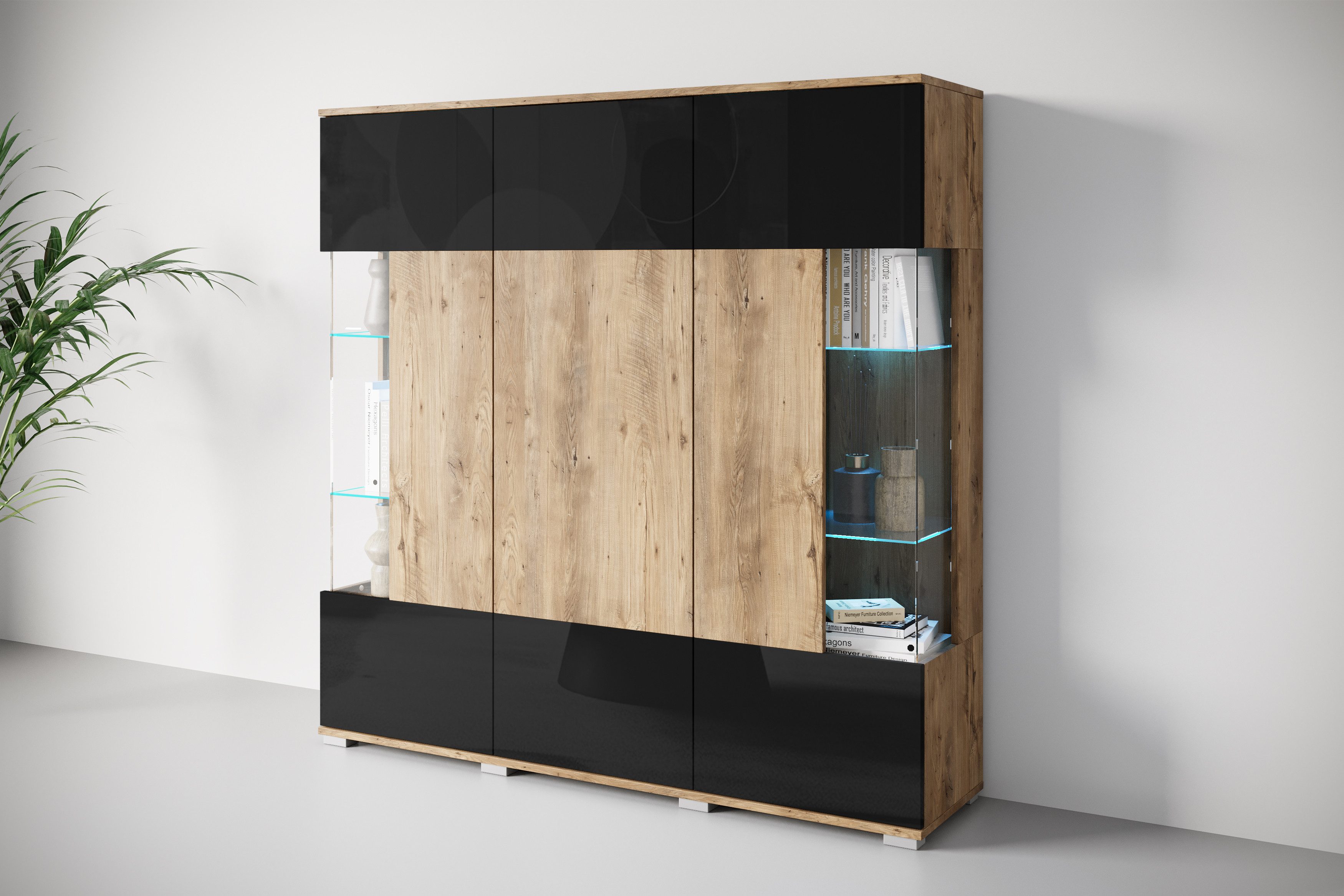 INOSIGN Highboard "Kenia", (1 St.), Modernes Highboard, mit Glastüren, Brei günstig online kaufen