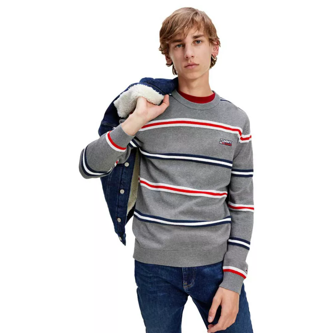 Tommy Jeans Structured Stripe Pullover S Dark Grey Heather / Multi günstig online kaufen