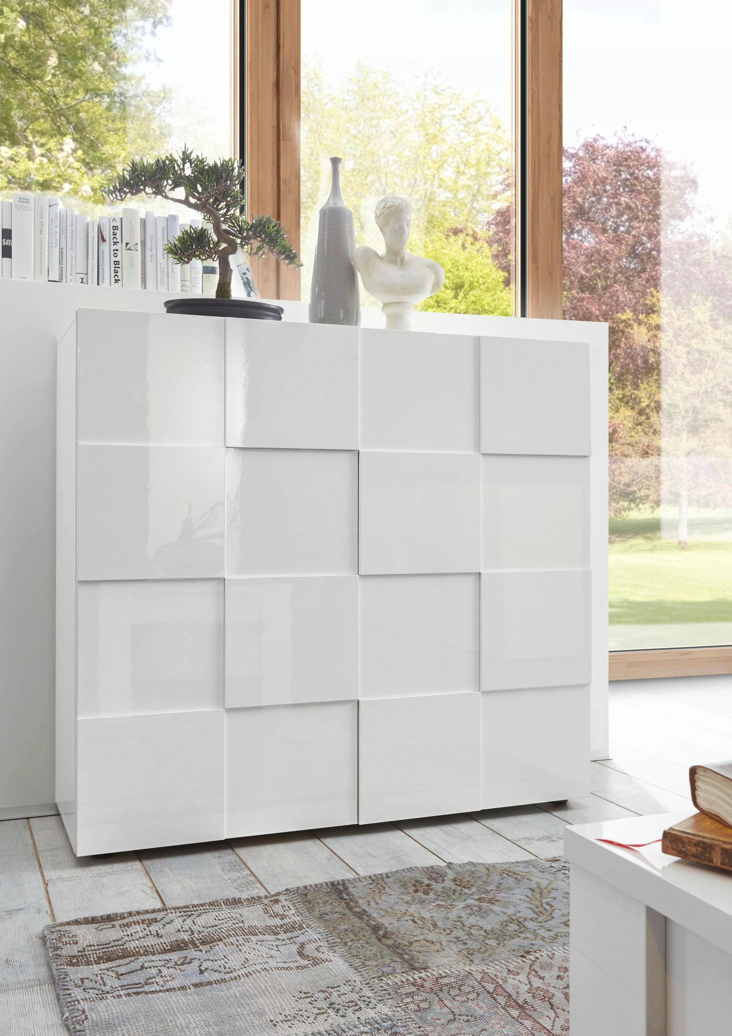 Highboard mit 2 Türen - Weiß lackiert - CALISTO günstig online kaufen