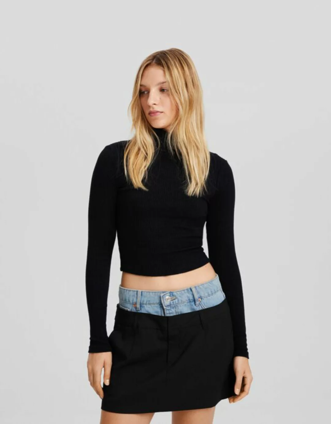 Bershka Pullover Mit Hohem Kragen Damen S Schwarz günstig online kaufen