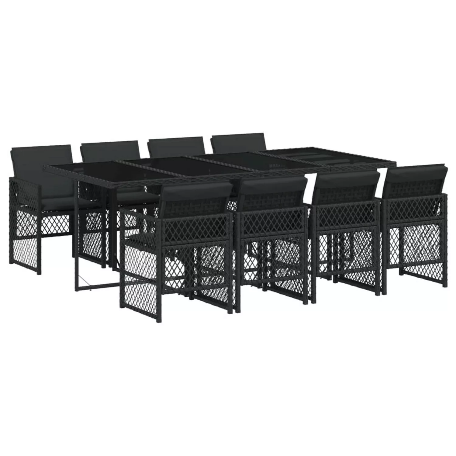 vidaXL 9-tlg Garten-Essgruppe mit Kissen Schwarz Poly Rattan Modell 146 günstig online kaufen