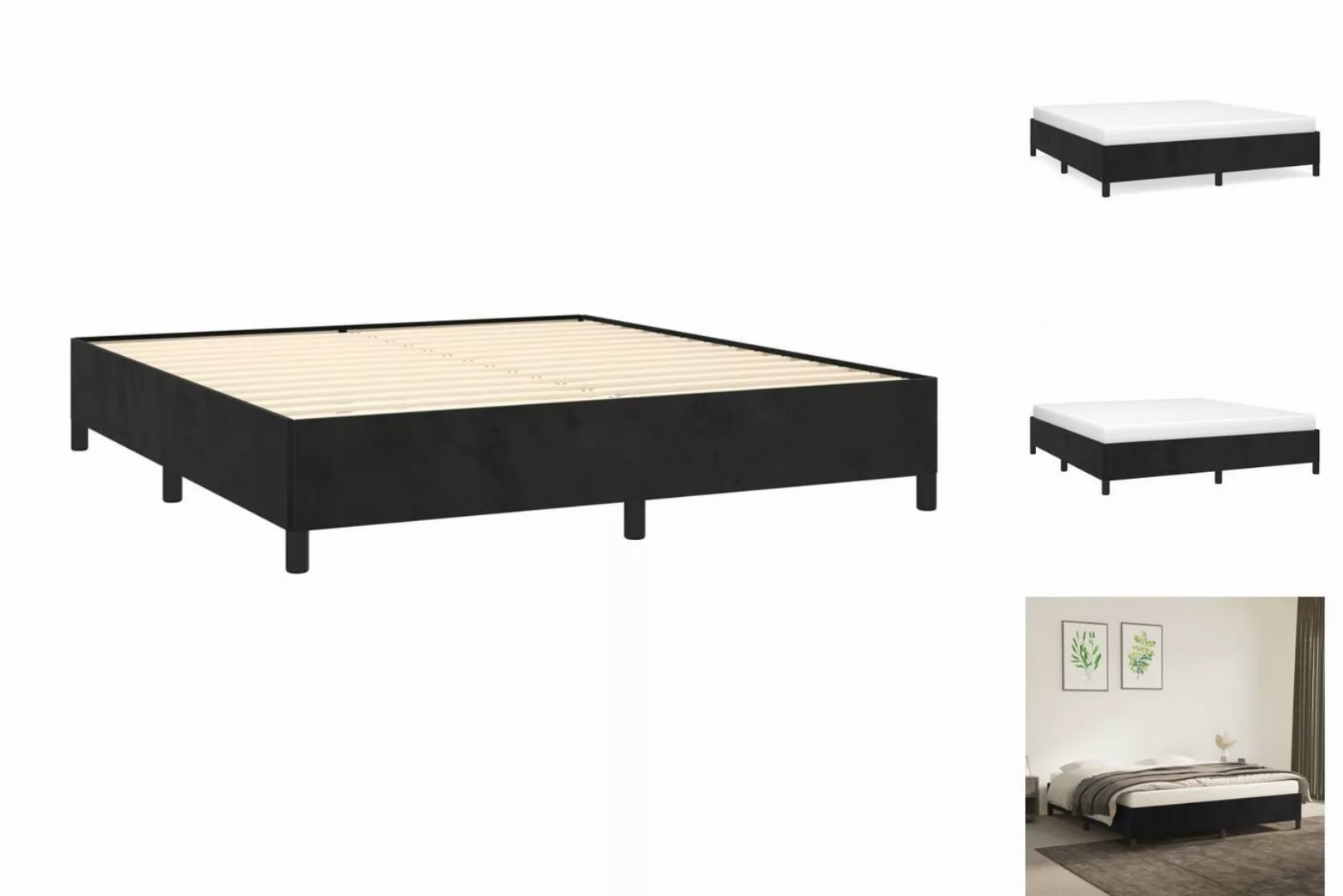 vidaXL Bettgestell Bettrahmen Schwarz 180200 cm Samt Bett Bettgestell günstig online kaufen