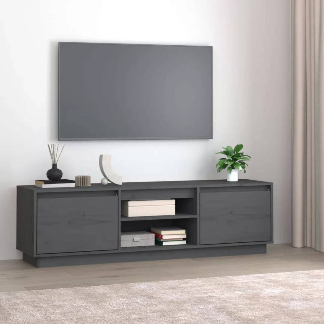 Vidaxl Tv-schrank Grau 140x35x40 Cm Massivholz Kiefer günstig online kaufen