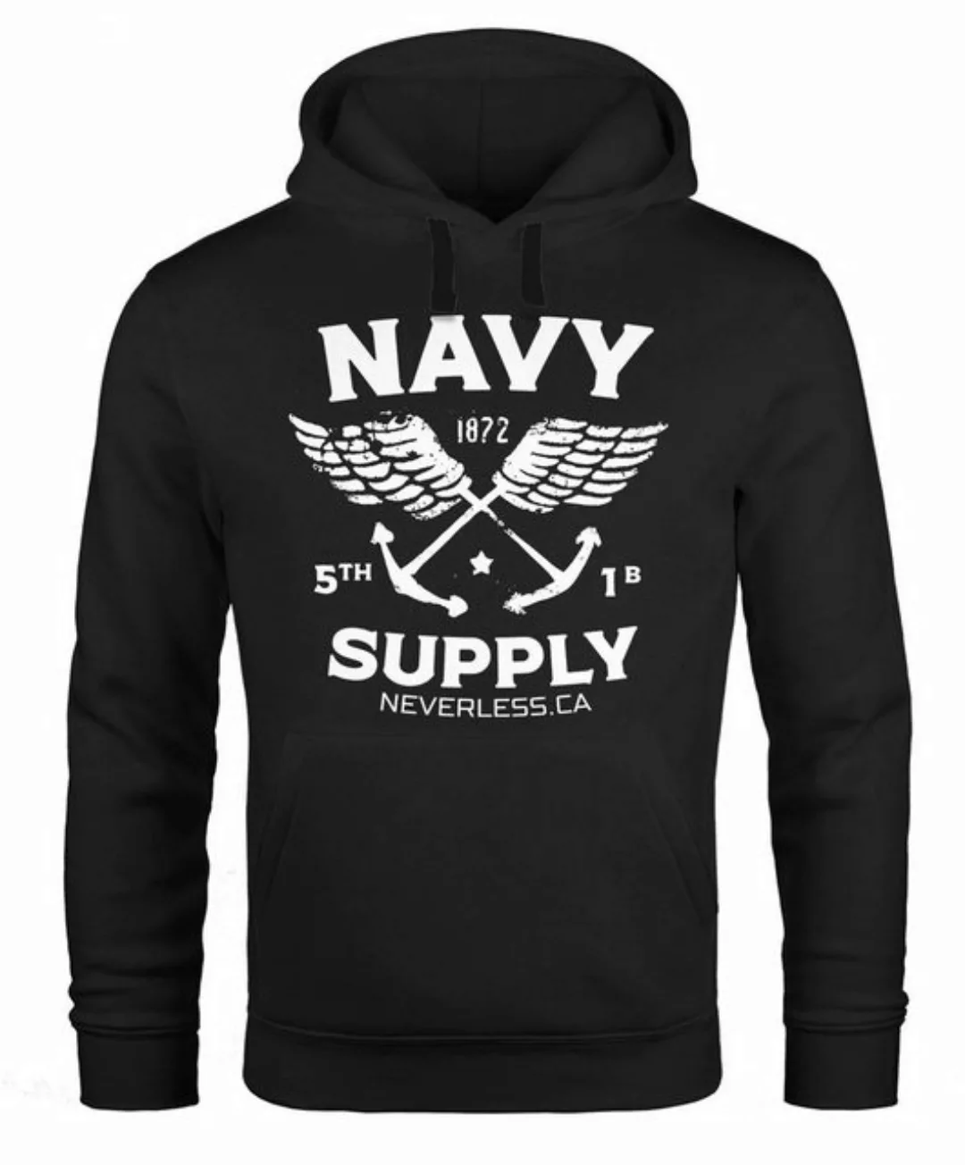 Neverless Hoodie Hoodie Herren Motiv Maritim Nautical Design Schriftzug Nav günstig online kaufen