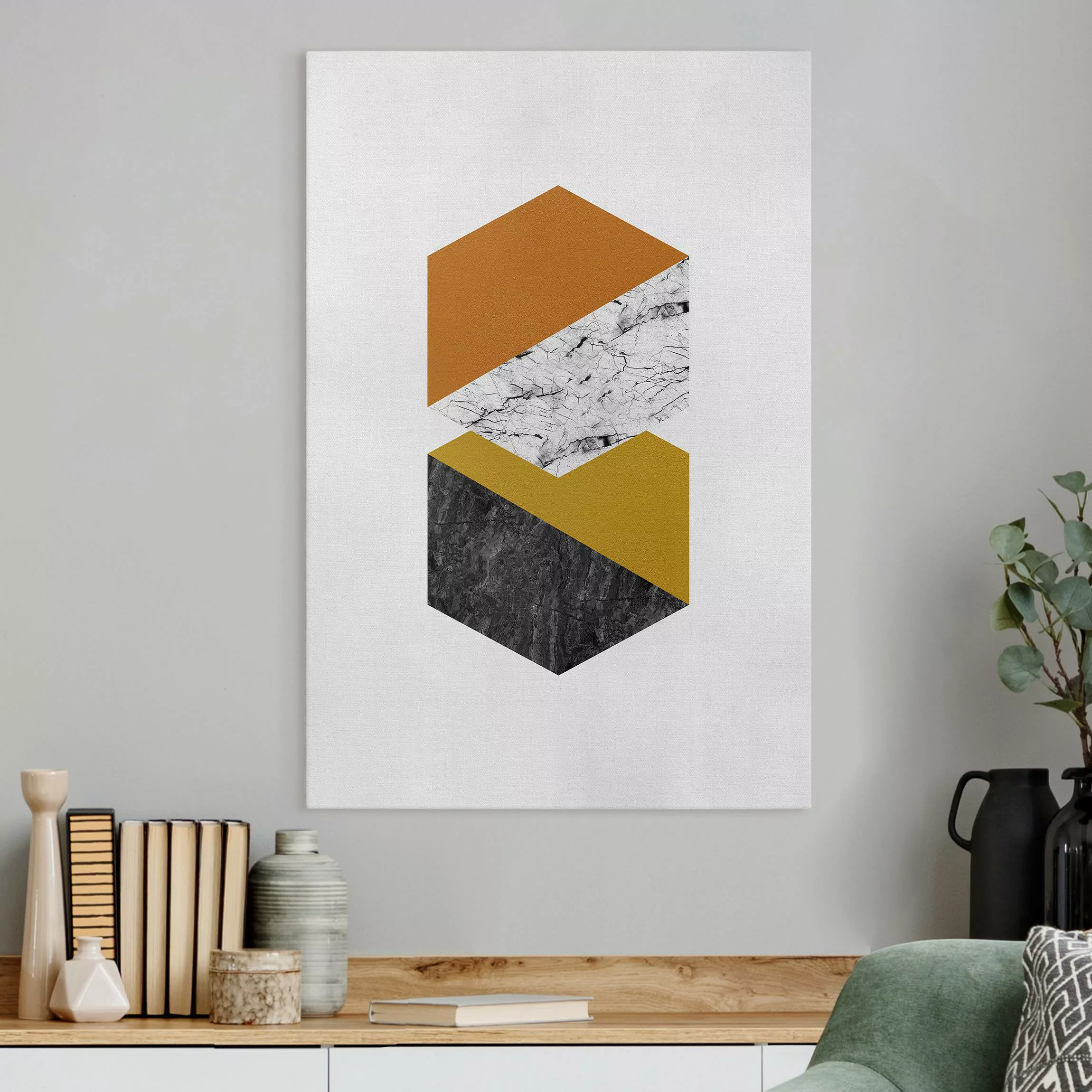 Leinwandbild Geometrische Hexagone günstig online kaufen