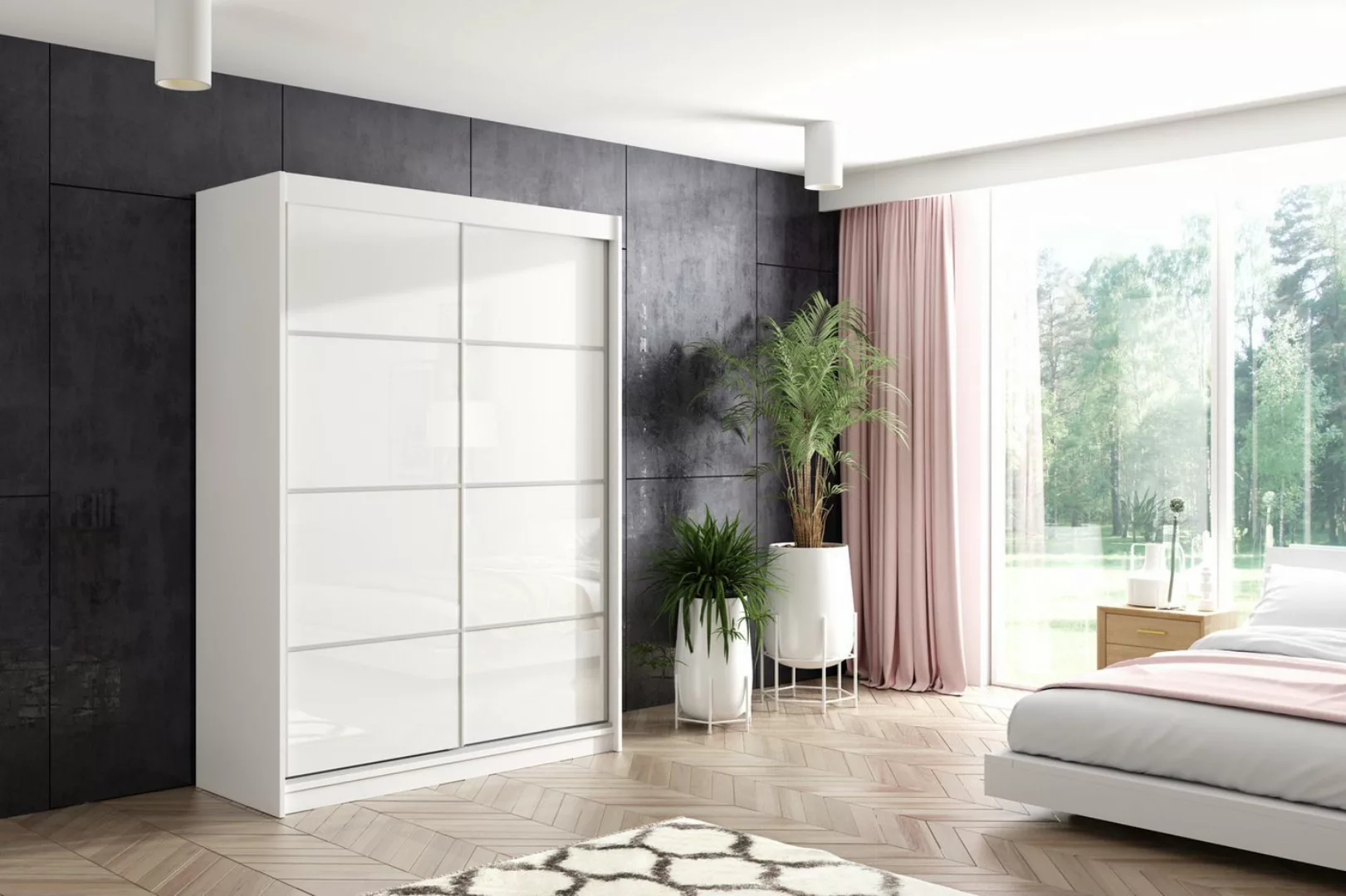 ALTDECOR Schiebetürenschrank VIVI 2 (Kleiderschrank Aluminium-Leisten, Laco günstig online kaufen