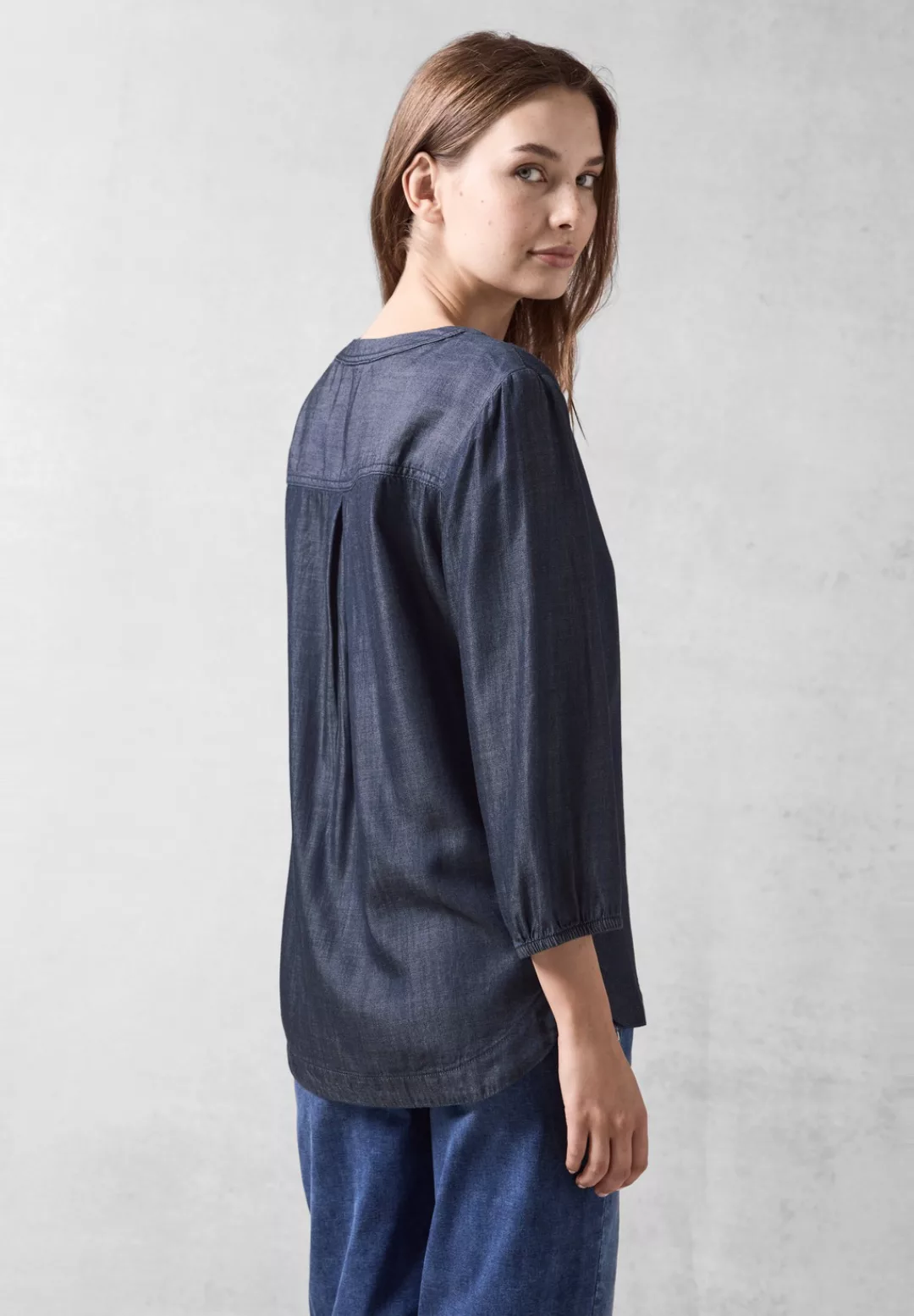 Cecil Klassische Bluse Cecil Lyocell Bluse in Dark Blue Wash (1-tlg) Nicht günstig online kaufen