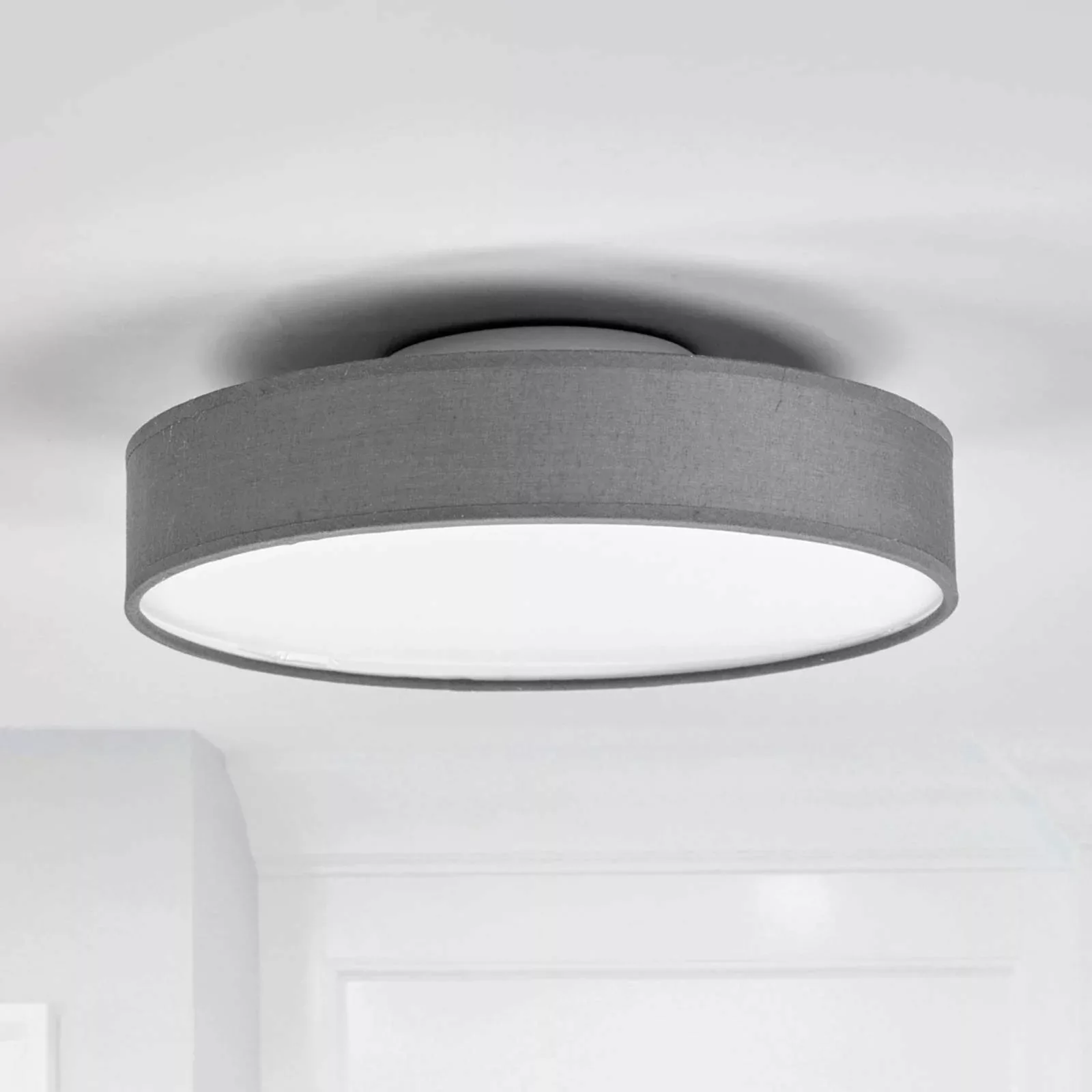 LED-Stoffdeckenlampe Saira, 30 cm, grau günstig online kaufen