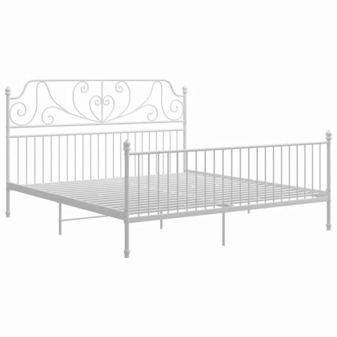 vidaXL Bettgestell Bettgestell Weiß Metall 200x200 cm Doppelbett Bett Bettr günstig online kaufen