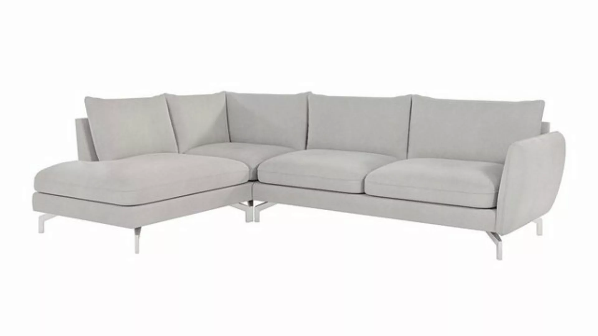 S-Style Möbel Ecksofa Modernes Benita mit Silber Metall Füßen, Ottomane lin günstig online kaufen