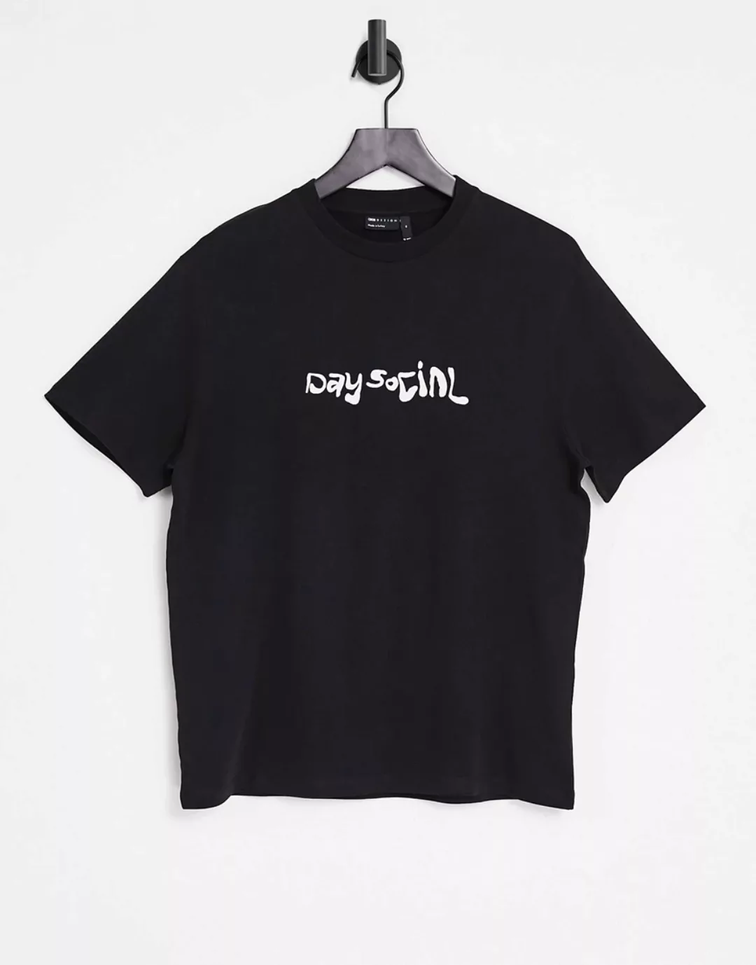 ASOS Daysocial – T-Shirt in Schwarz mit Logo günstig online kaufen