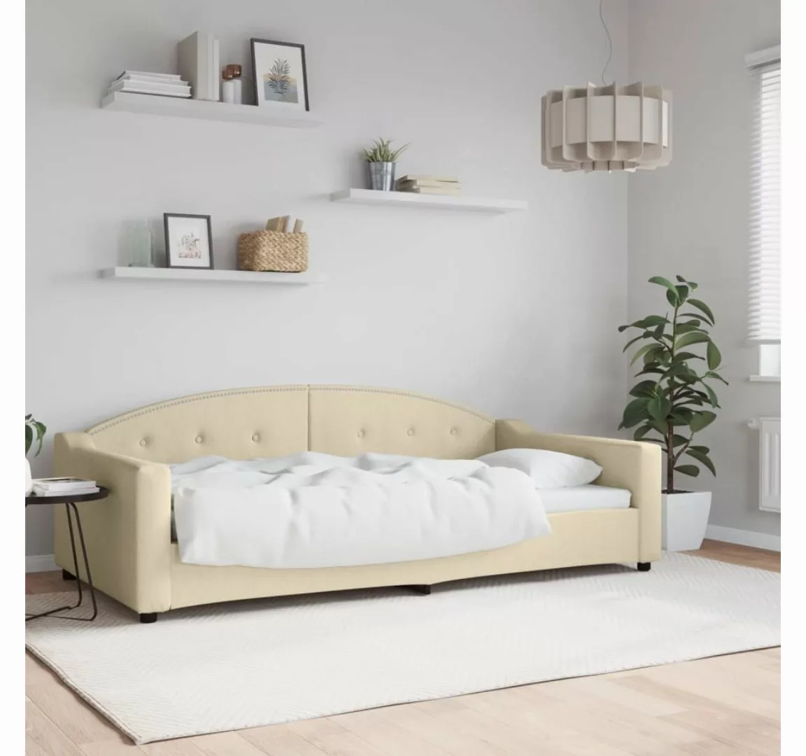 vidaXL Gästebett Tagesbett Creme 100x200 cm Stoff Gästebett Schlafsofa Beig günstig online kaufen