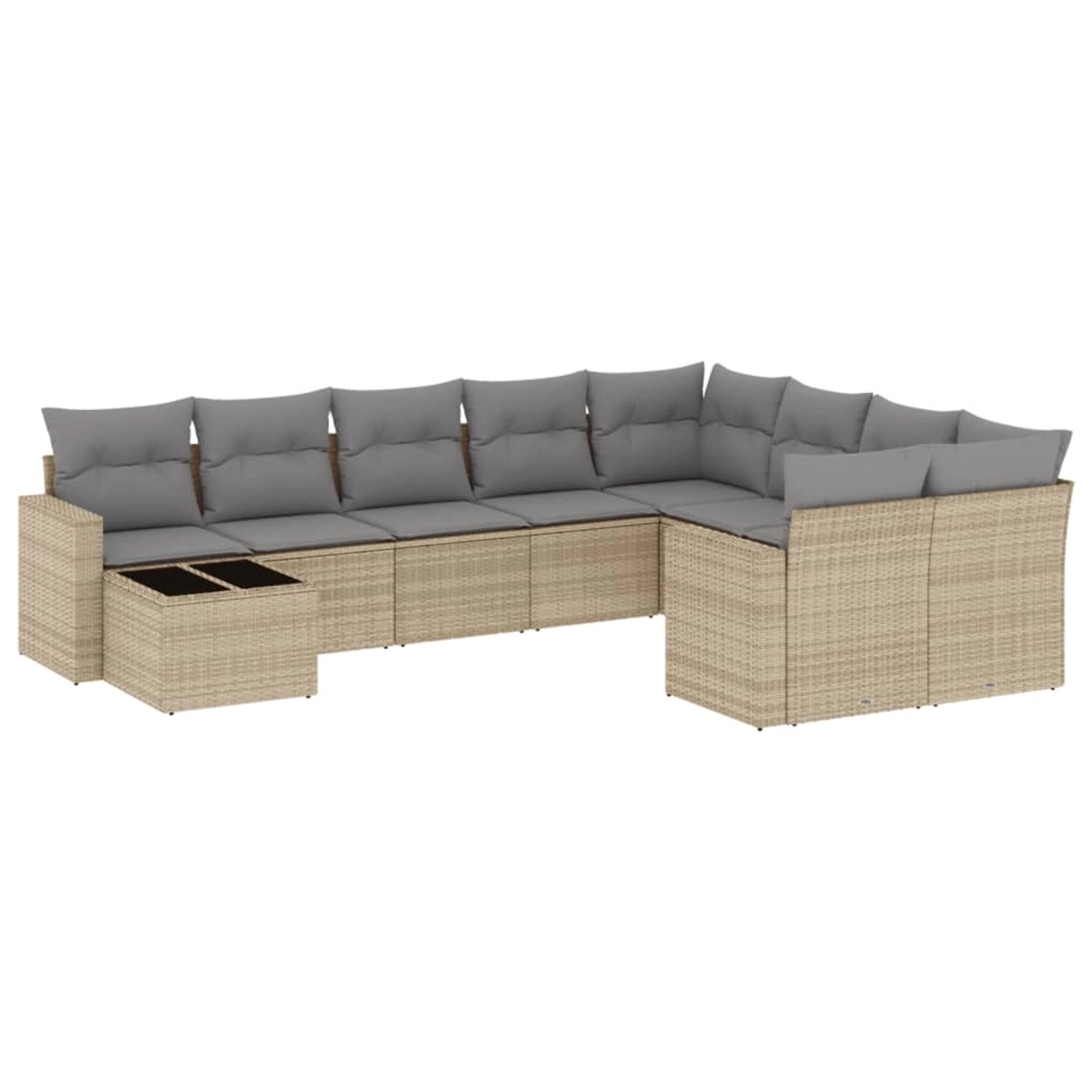 vidaXL 10-Tlg Garten-Sofagarnitur mit Kissen Beige Poly Rattan 3219449 günstig online kaufen