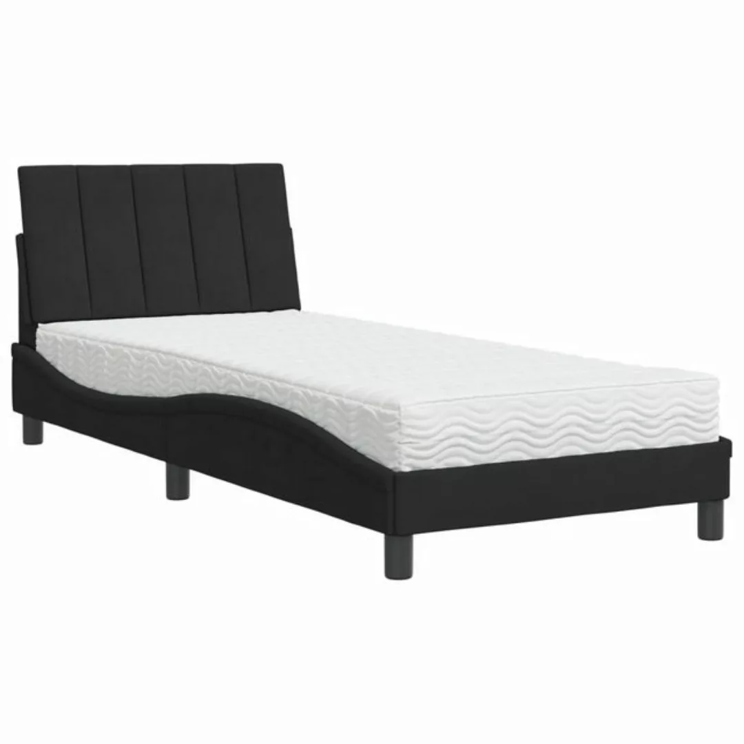 vidaXL Bett Bett mit Matratze Schwarz 80x200 cm Samt günstig online kaufen