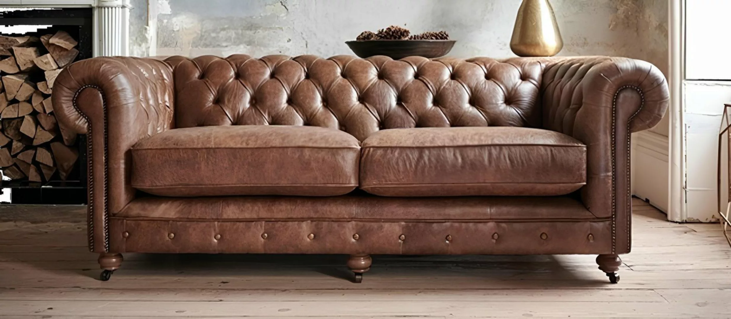 Xlmoebel Sofa Neu 3-Sitzer Sofa im Stil alter Leder-Couchgarnituren in anti günstig online kaufen