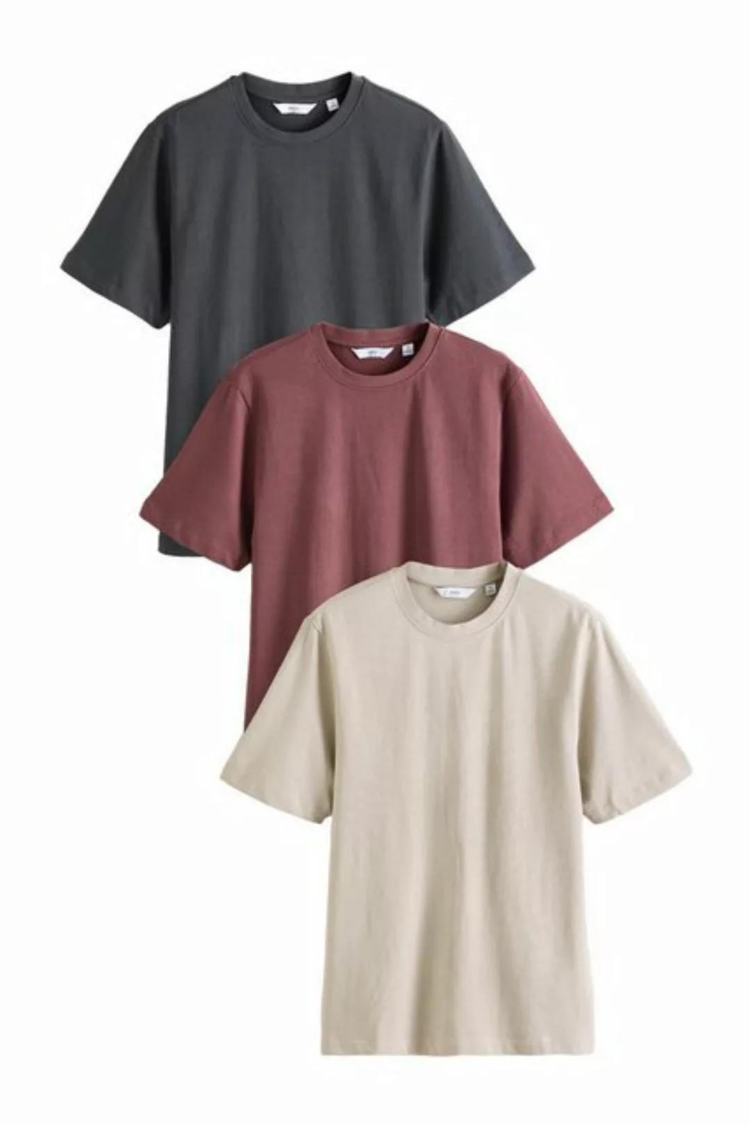 Next T-Shirt Schwere T-Shirts im Relaxed Fit, 3er Pack (3-tlg) günstig online kaufen