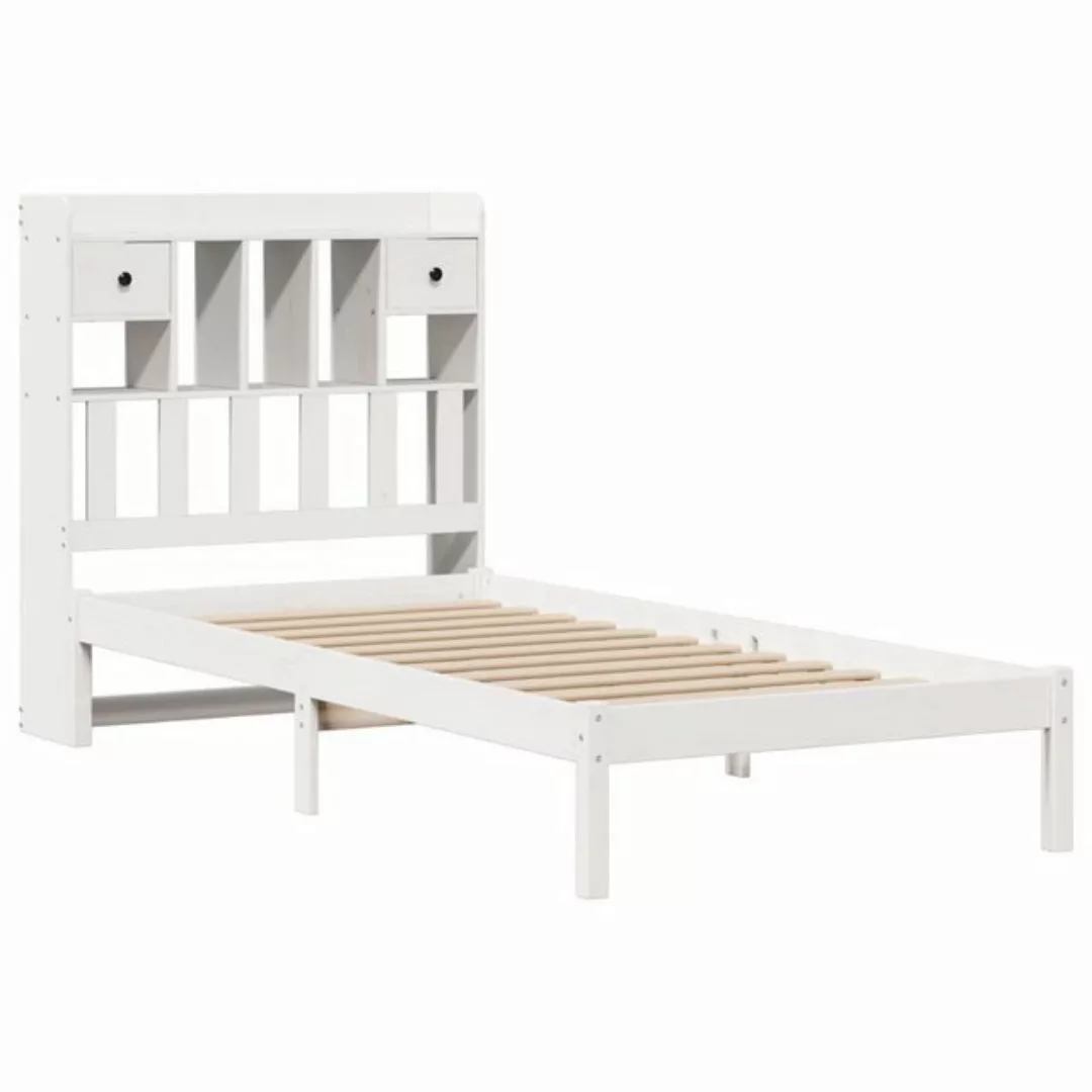 vidaXL Bett Massivholzbett mit Regal ohne Matratze Weiß 75x190 cm Kiefer günstig online kaufen