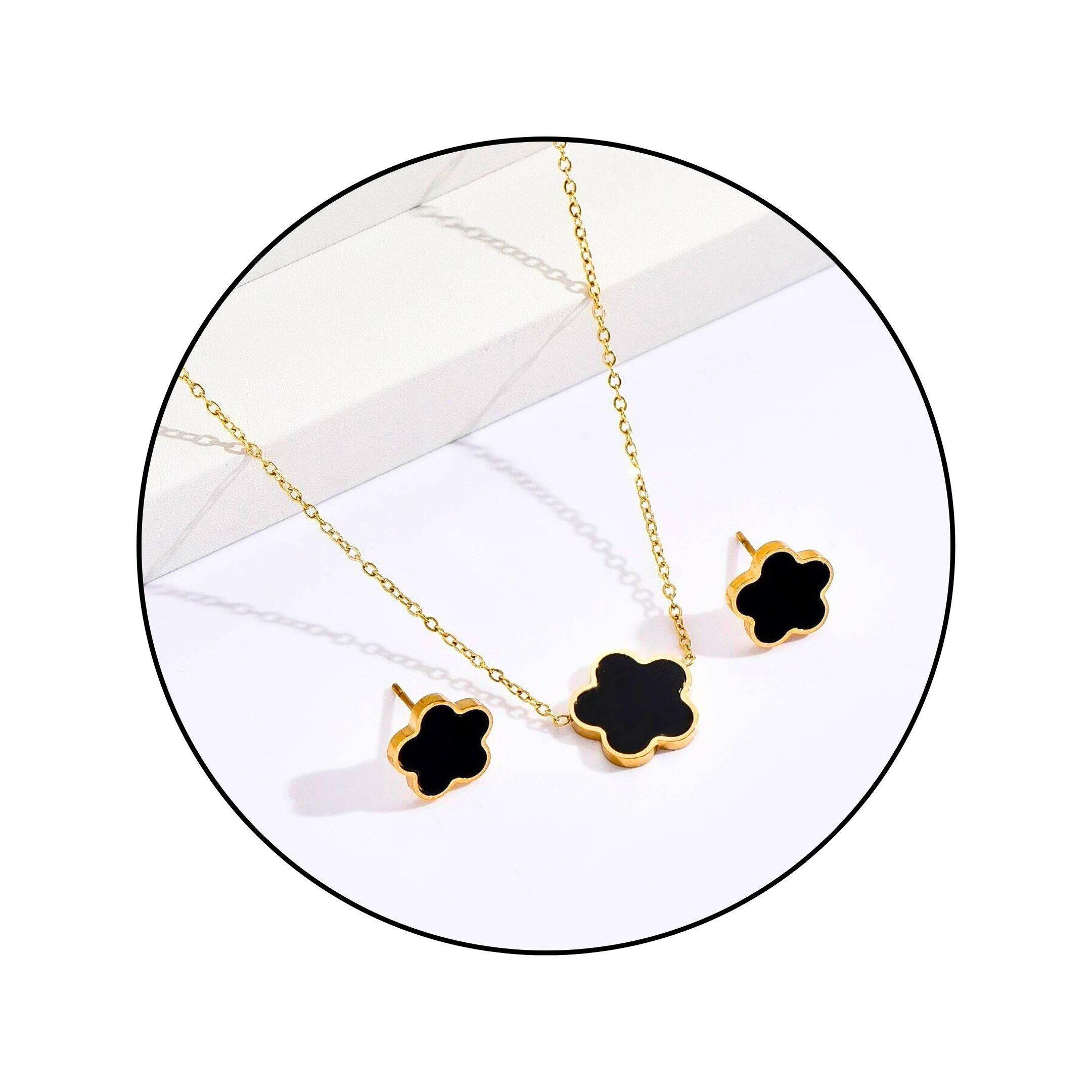 GOLDKLEIN Schmuckset Blumen Edelstahl Ohrringe Halskette günstig online kaufen