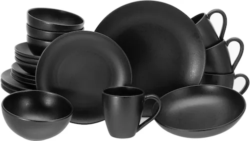 CreaTable Kombiservice »Magic Black Coupe«, (Set, 20 tlg.), Spezialglasur m günstig online kaufen