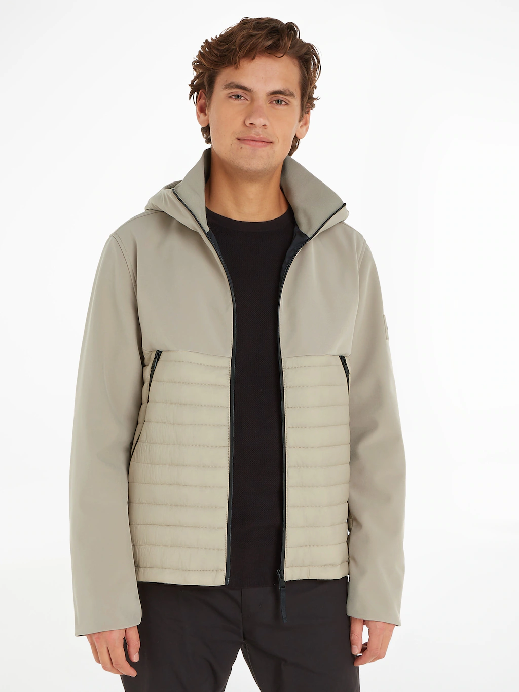 Calvin Klein Outdoorjacke "QUILTED MIX MEDIA JACKET HOOD", mit Kapuze günstig online kaufen