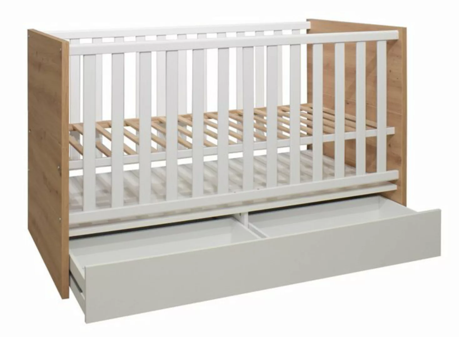 Mäusbacher Kinderbett in asteiche / weiß matt lack (BxHxT: 78x91x144 cm) günstig online kaufen