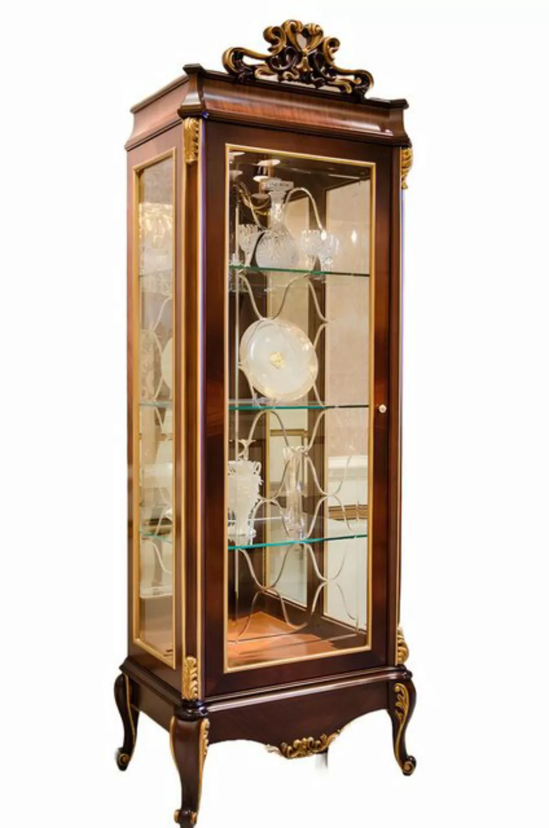 Xlmoebel Vitrine Wohnzimmer Glasvitrine mit einer Tür im Barock Rokoko Stil günstig online kaufen