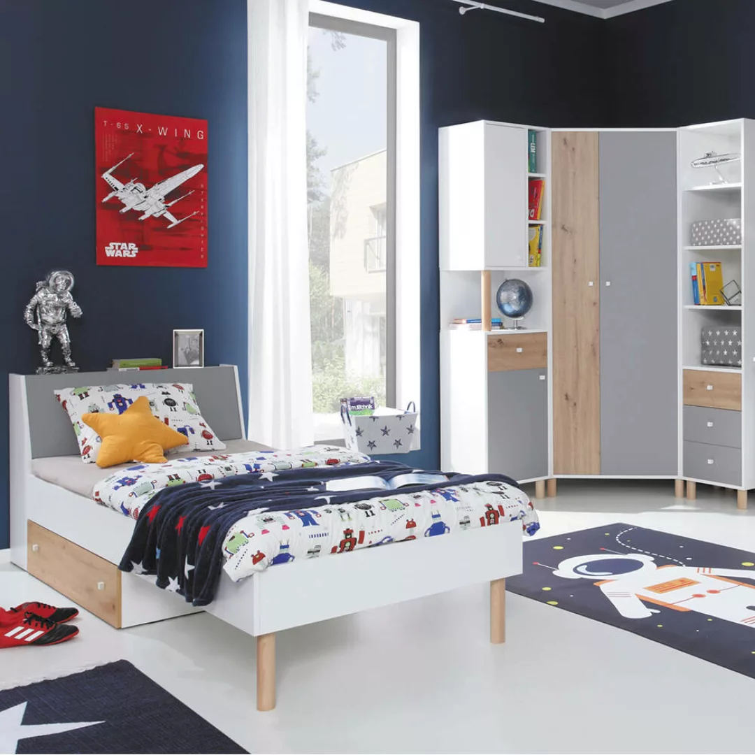 Jugendzimmer Set 4-teilig FAIRFAX-133 mit Jugendbett 120x200cm in weiß mit günstig online kaufen