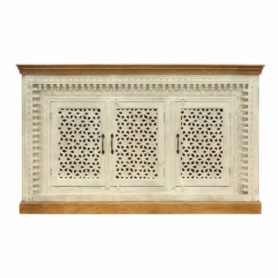 Oriental Galerie Unterschrank Indien Sideboard Santosh Braun Weiß 165 cm An günstig online kaufen