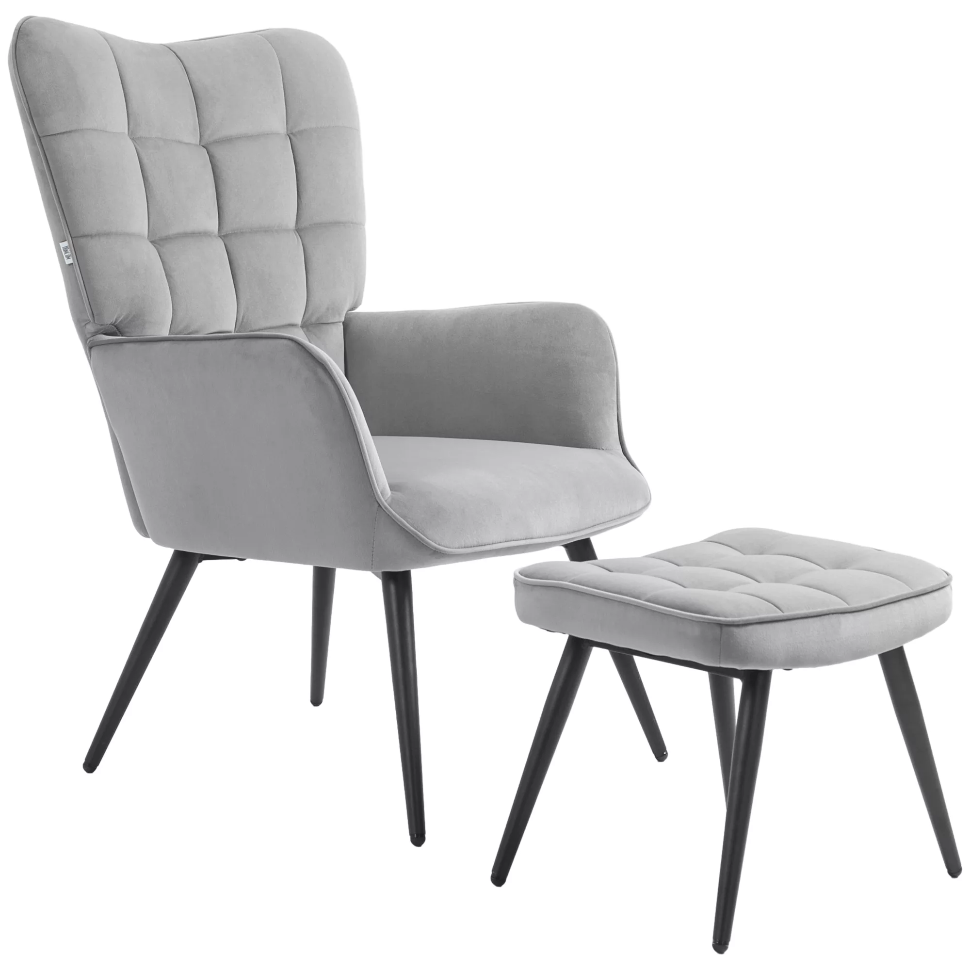 HOMCOM Ohrensessel mit Hocker, Loungesessel Relaxsessel Polstersessel Samto günstig online kaufen