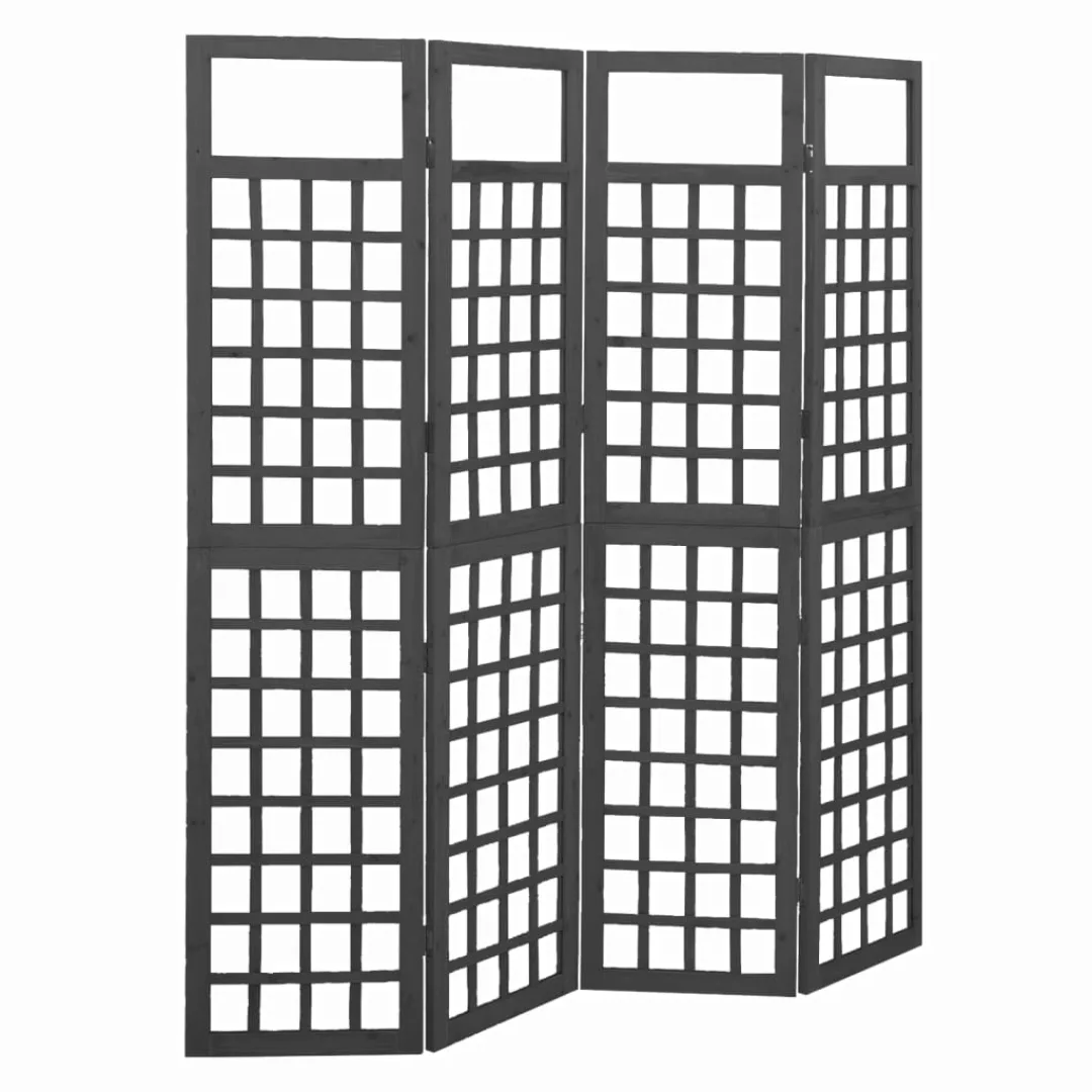 4-tlg. Paravent/spalier Massivholz Tanne Schwarz 161x180 Cm günstig online kaufen