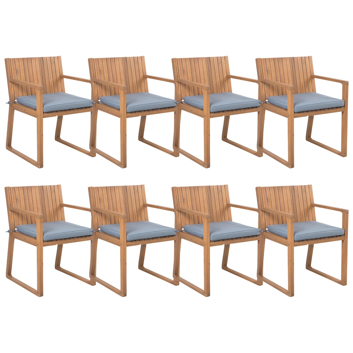 Beliani Gartenstuhl Heller Holzfarbton Blau 59x54x80 günstig online kaufen