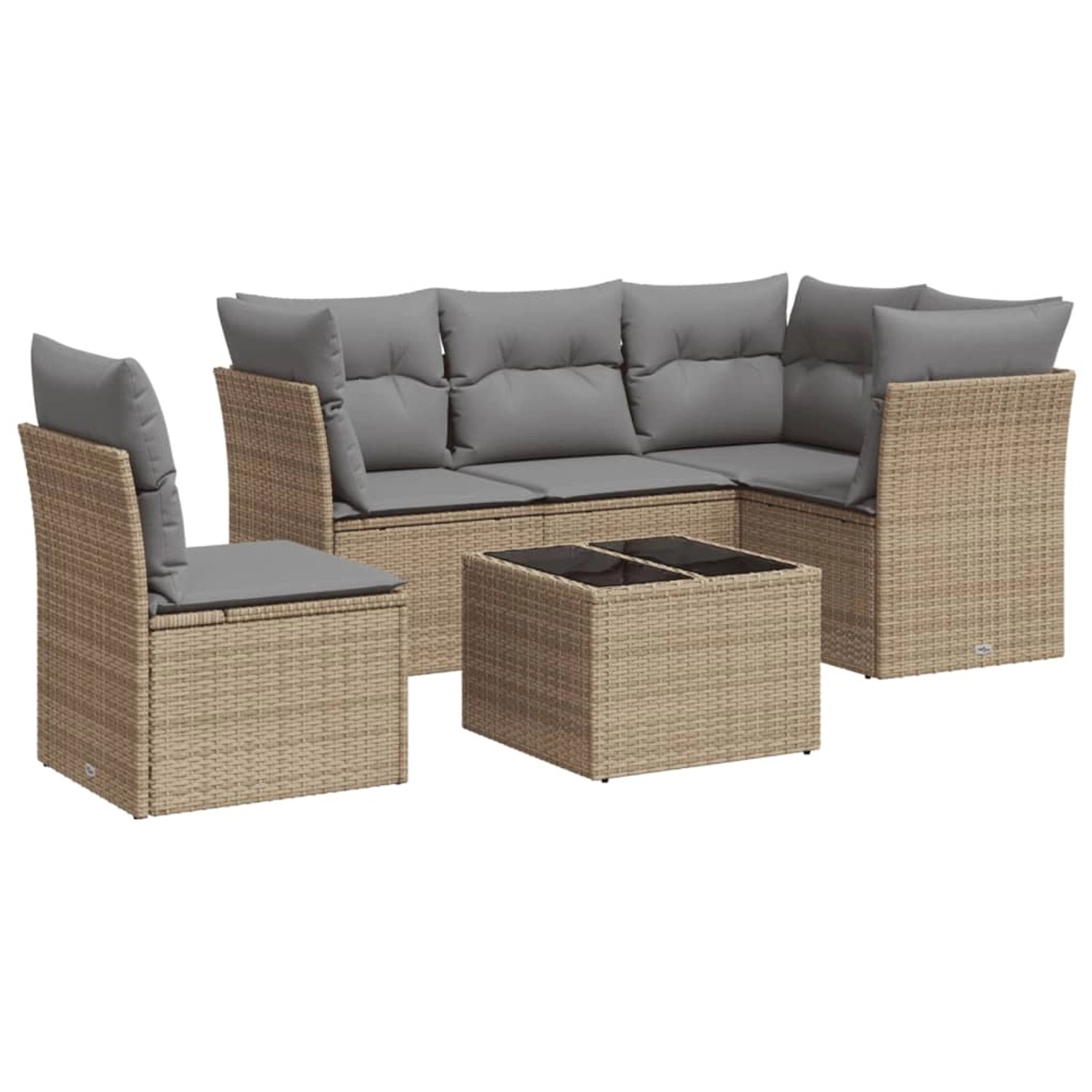 vidaXL 6-Tlg Garten-Sofagarnitur mit Kissen Beige Poly Rattan 3249488 günstig online kaufen