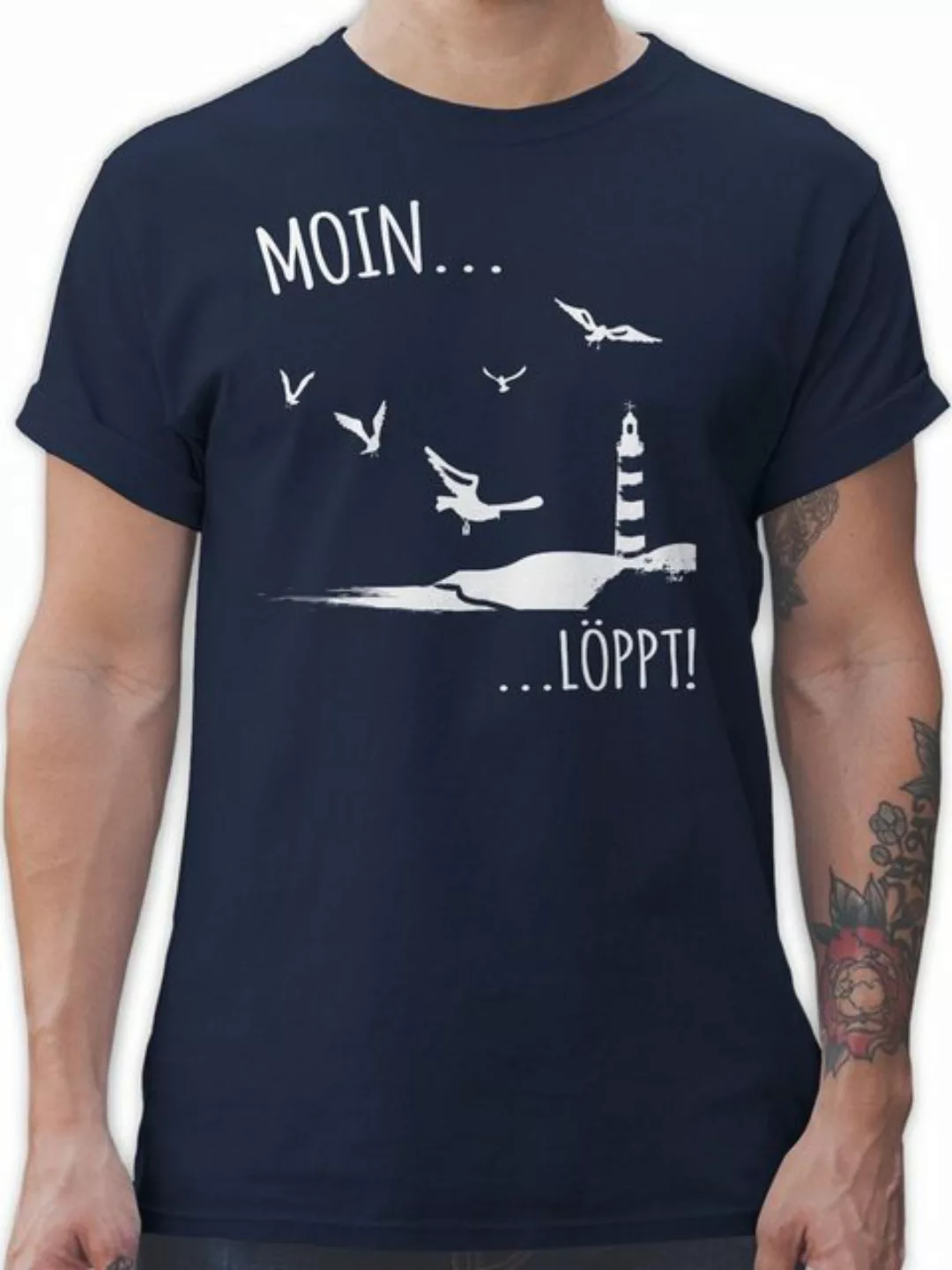 Shirtracer T-Shirt Moin löppt I Meerliebe I Maritim I Leuchtturm Motiv Meer günstig online kaufen