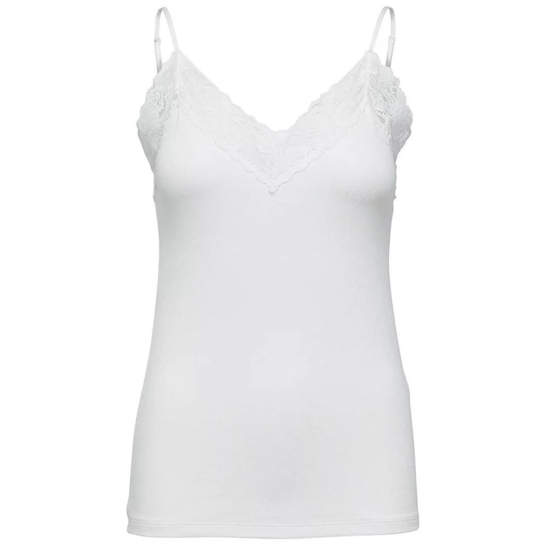 Selected Mandy Rib Lace Ärmelloses T-shirt XL Snow White günstig online kaufen