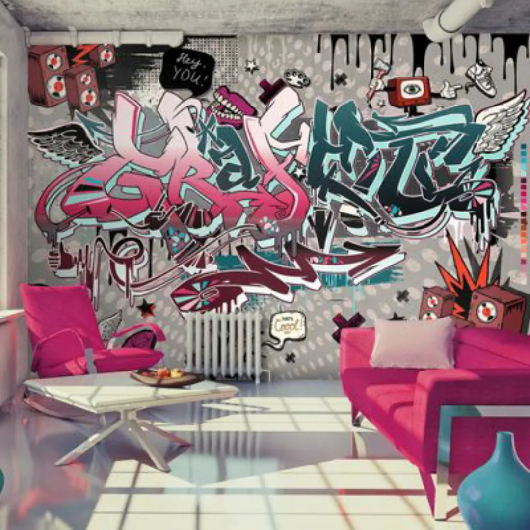 artgeist Fototapete Graffiti: hey You! mehrfarbig Gr. 200 x 140 günstig online kaufen