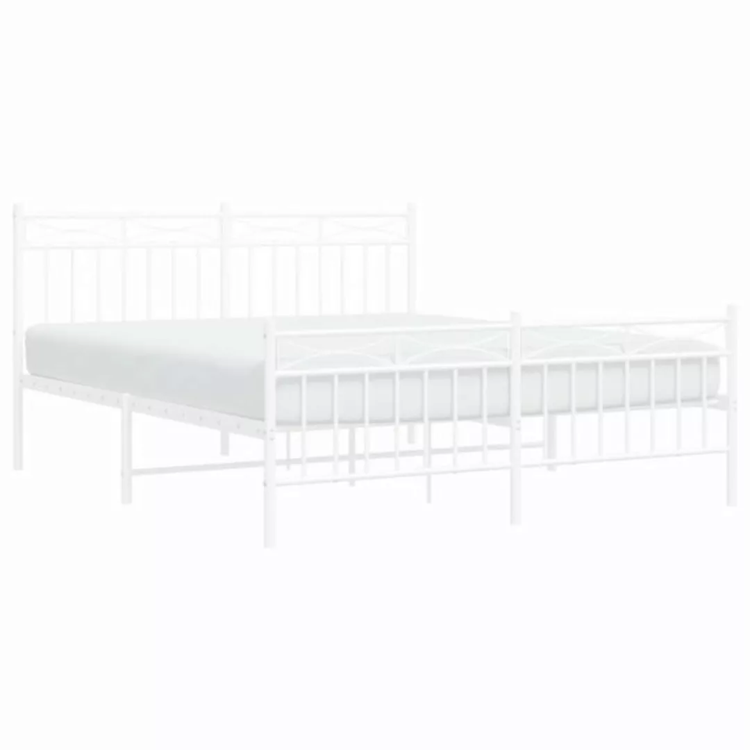 vidaXL Bett Bettgestell mit Kopf- und Fußteil Metall Weiß 150x200 cm günstig online kaufen