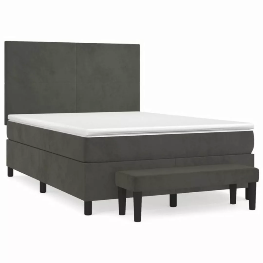 furnicato Bett Boxspringbett mit Matratze Dunkelgrau 140x200 cm Samt (1-tlg günstig online kaufen