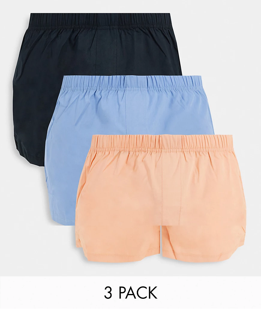 ASOS DESIGN – Kürzer geschnittene, gewebte Boxershorts in knalligen Farben günstig online kaufen