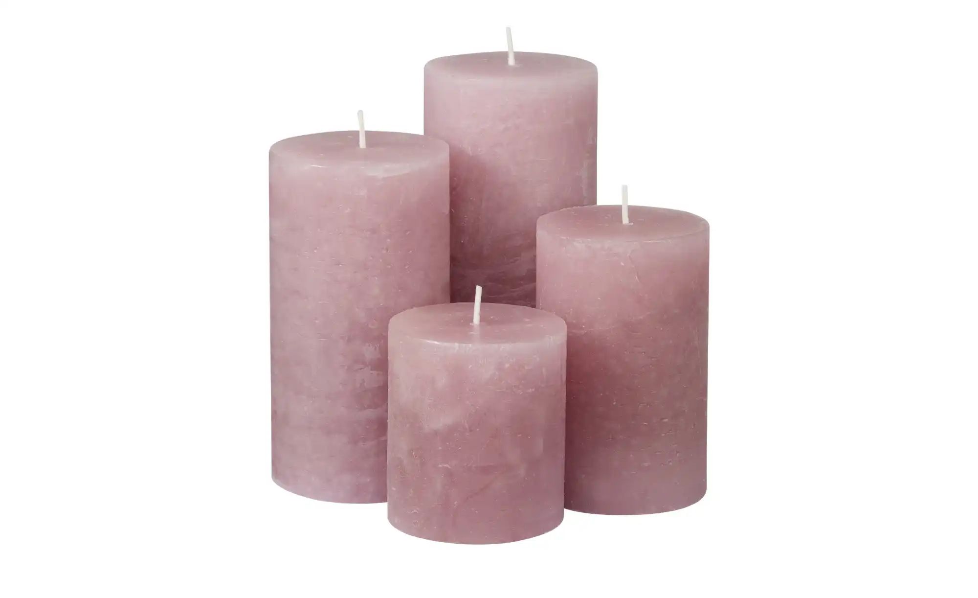 HOME STORY Stumpenkerze, 4er Set ¦ rosa/pink ¦ Paraffin ¦ Maße (cm): B: 14 günstig online kaufen