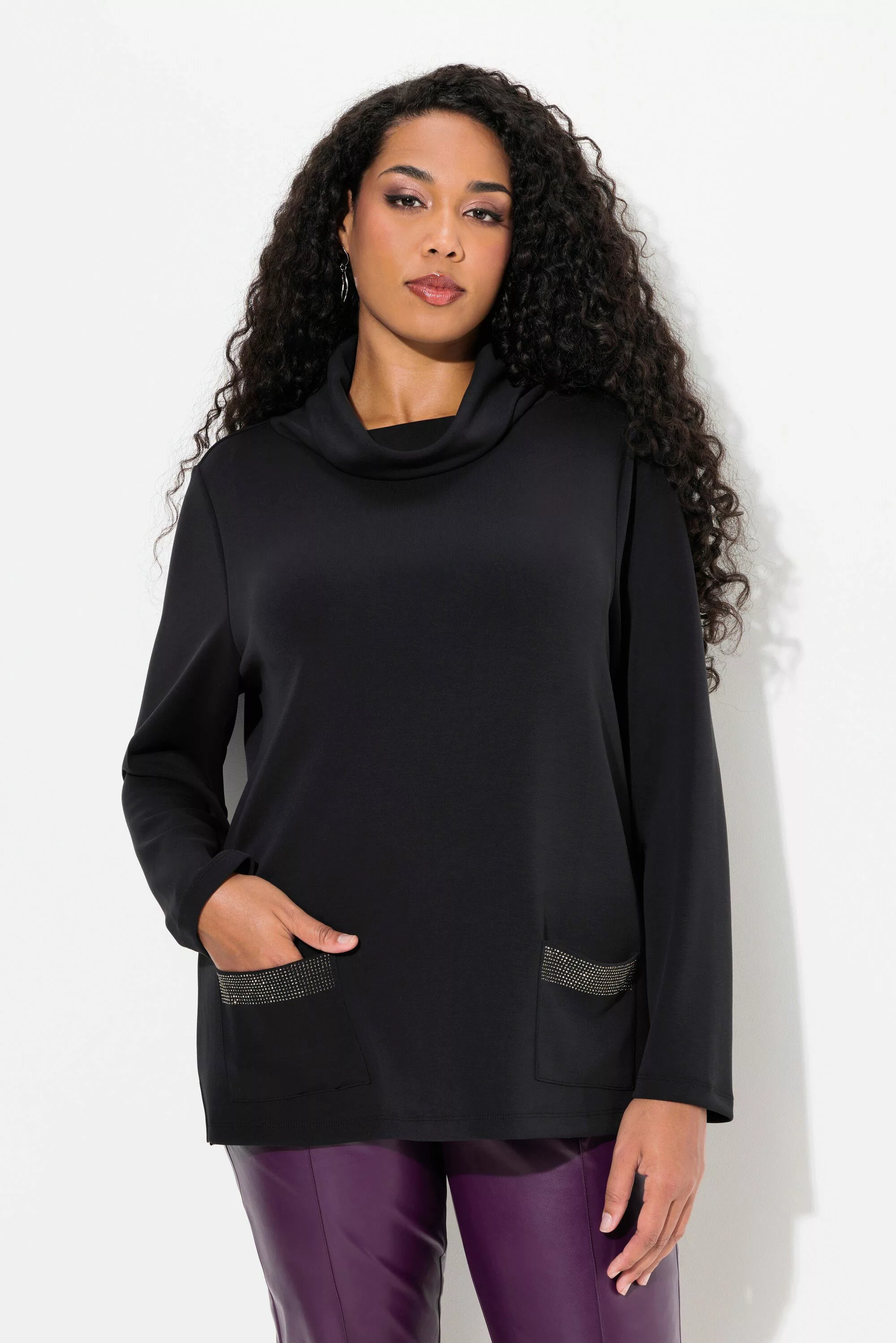 Ulla Popken Sweatshirt Sweatshirt Ziersteintaschen Boxy günstig online kaufen