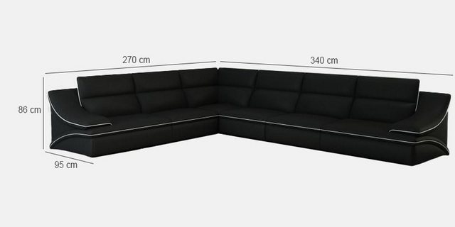 Xlmoebel Ecksofa Designer-Sofa mit USB-Anschluss und großem Polster aus Led günstig online kaufen