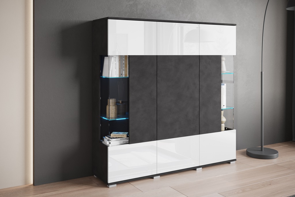 INOSIGN Highboard "Kenia", Modernes Highboard, mit Glastüren, Breite 135 cm günstig online kaufen