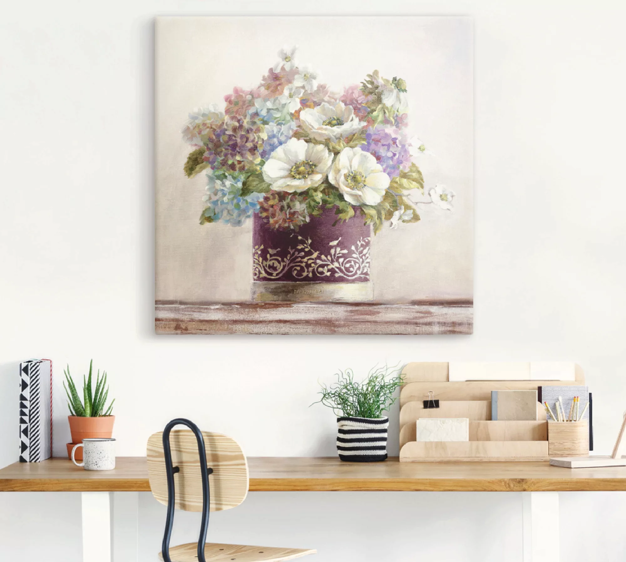 Artland Wandbild "Anemonen in Auberginer Hutschachtel", Blumen, (1 St.) günstig online kaufen