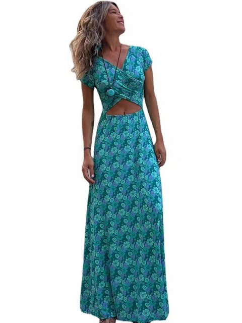 KIKI Midikleid Sommerliches kurzärmliges langes Kleid mit breitem Saum günstig online kaufen