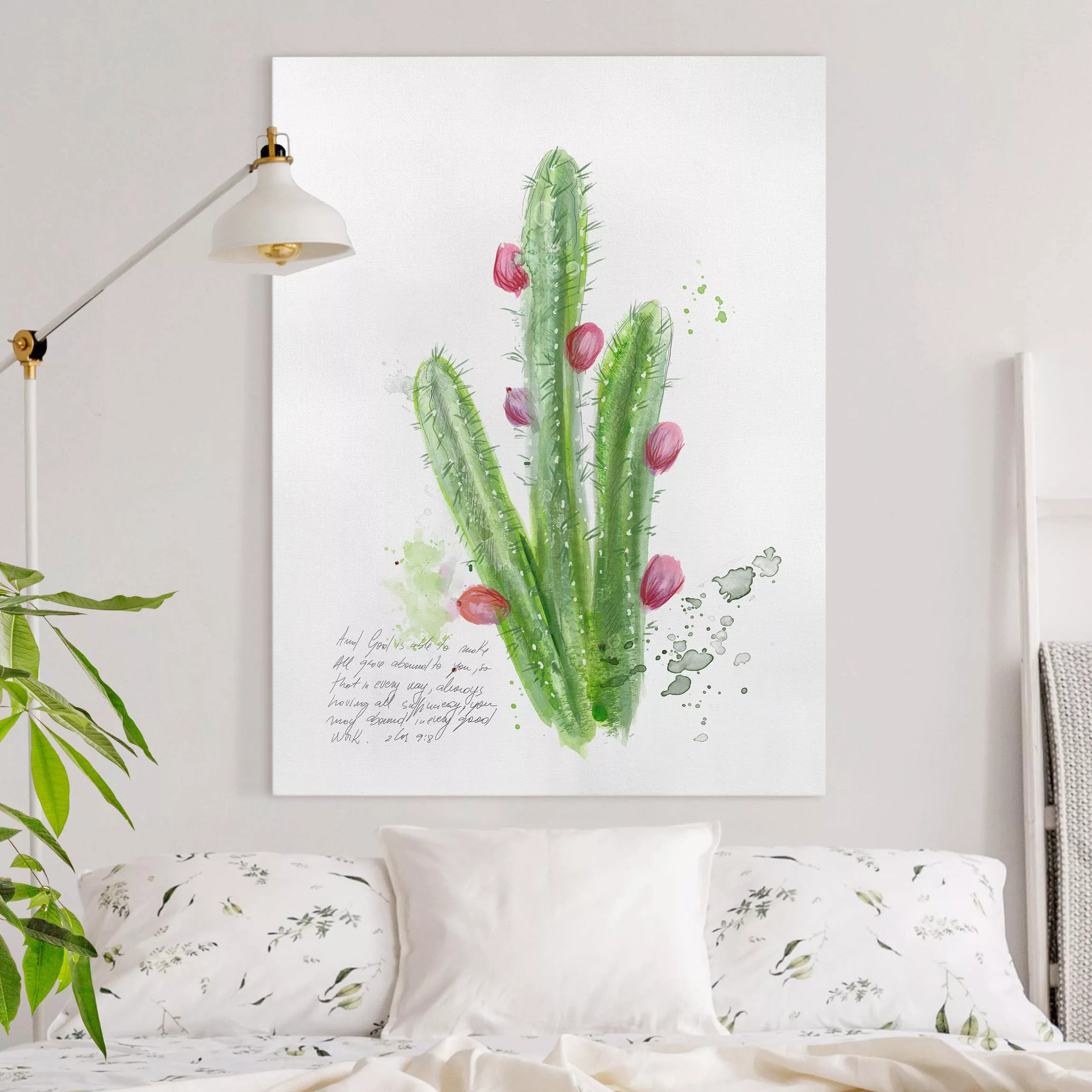 Leinwandbild Spruch - Hochformat Kaktus mit Bibelvers II günstig online kaufen