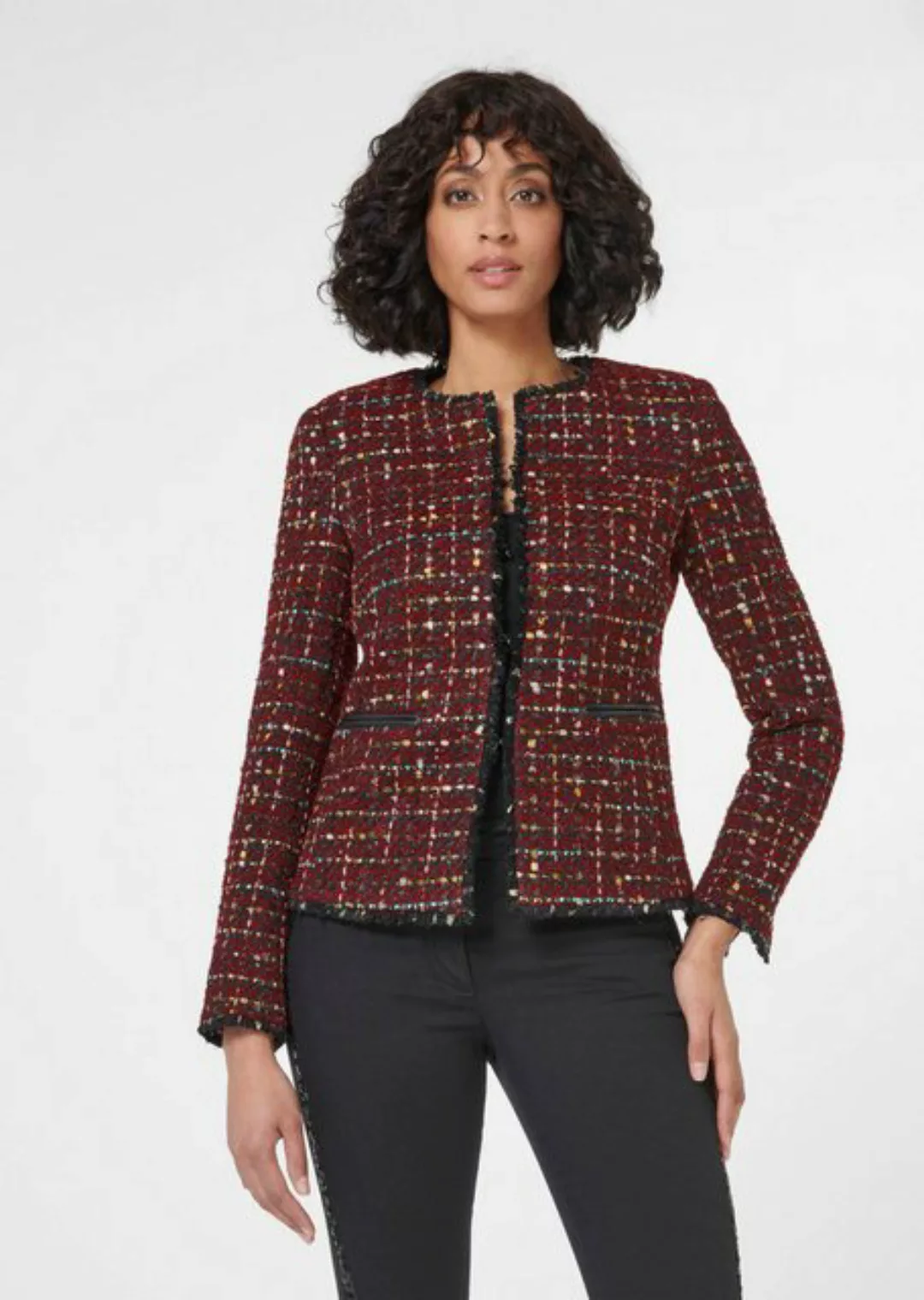 MADELEINE Kurzblazer Kurzer Tweed-Blazer mit Fransen günstig online kaufen