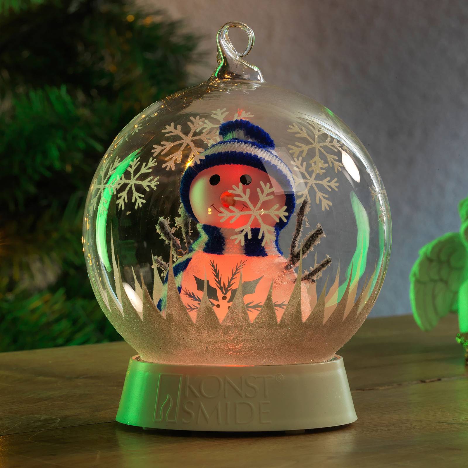 LED-Dekoleuchte Glaskugel Schneemann günstig online kaufen