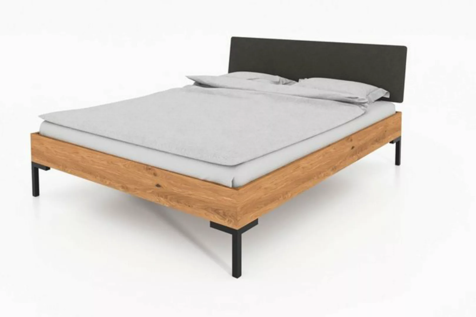 Natur24 Einzelbett Bett Seiba 1 Sonderlänge 80x190 Kernbuche Polsterkopftei günstig online kaufen