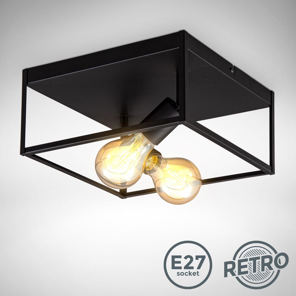 B.K.Licht Deckenleuchte Deckenlampe E27 Retro Schwarz günstig online kaufen